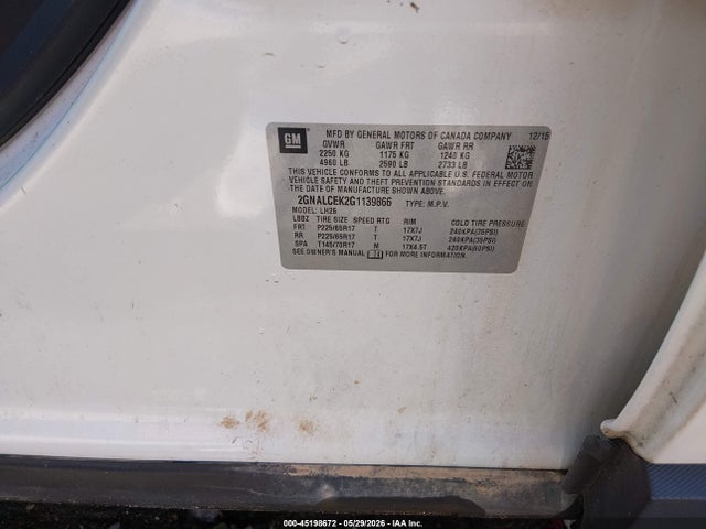 Chevrolet EQUINOX LT 2016 2GNALCEK2G1139866 Image 9