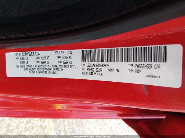 45198673 :رقم المزاد ، 1B3LC46B39N562626 vin ، 2009 Dodge Avenger Se/sxt مزاد بيع