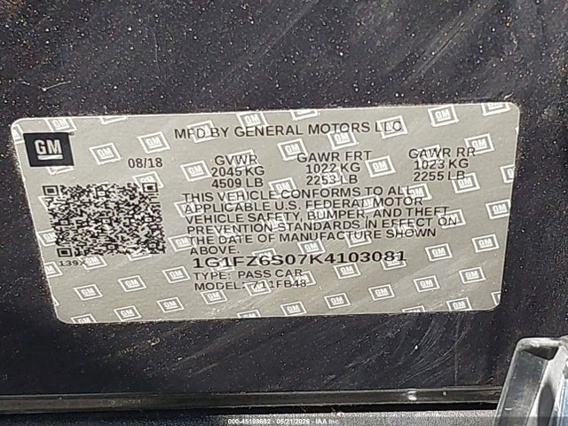 1G1FZ6S07K4103081 Chevrolet Bolt Ev Premier