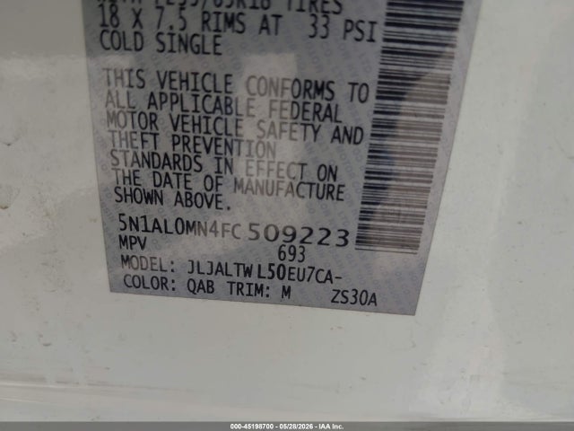 Infiniti QX60 2015 5N1AL0MN4FC509223 Image 9