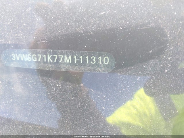 45198704 :رقم المزاد ، 3VWSG71K77M111310 vin ، 2007 Volkswagen Jetta 2.5 مزاد بيع