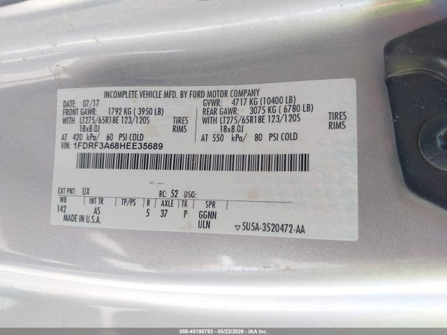 Ford F-350 Xl 2017 1FDRF3A68HEE35689 Image 9