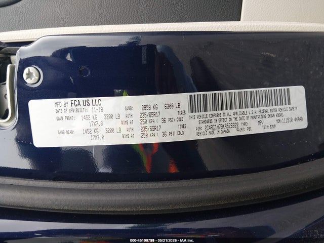 45198799 :رقم المزاد ، 2C4RC1H79KR526822 vin ، 2019 Chrysler Pacifica Hybrid Touring Plus مزاد بيع