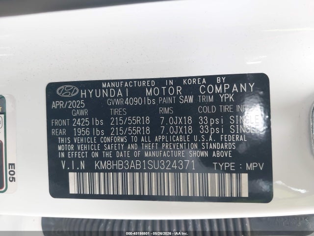 KM8HB3AB1SU324371 Hyundai Kona Sel
