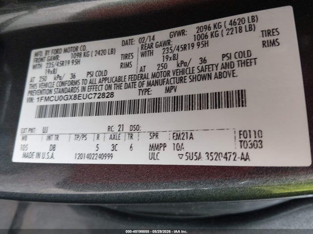 Ford ESCAPE SE 2014 1FMCU0GX8EUC72828 Image 9