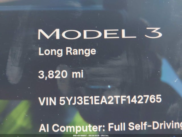 Продаж на аукціоні авто 2026 Tesla Model 3 Premium Rear-wheel Drive/rear-wheel Drive, vin: 5YJ3E1EA2TF142765, номер лоту: 45198897