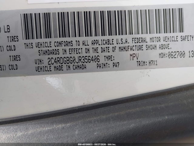 2C4RDGBG0JR356406 Dodge Grand Caravan Se