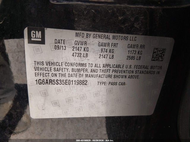 Продаж на аукціоні авто 2014 Cadillac Cts Luxury, vin: 1G6AR5S35E0119882, номер лоту: 45198929