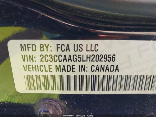 Продаж на аукціоні авто 2020 Chrysler 300 Touring, vin: 2C3CCAAG5LH202956, номер лоту: 45198931