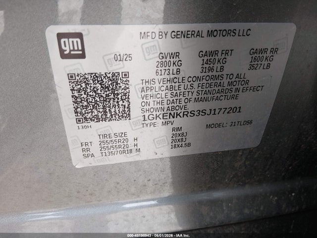Aukcja sprzedaży 2025 Gmc Acadia Fwd Elevation, vin: 1GKENKRS3SJ177201, numer aukcji: 45198943