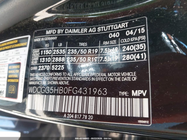Продаж на аукціоні авто 2015 Mercedes-benz Glk 350, vin: WDCGG5HB0FG431963, номер лоту: 45198952