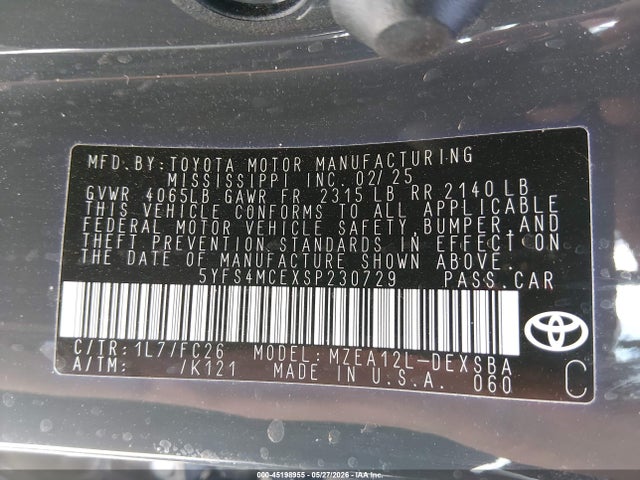 5YFS4MCEXSP230729 Toyota COROLLA SE