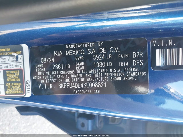 Продаж на аукціоні авто 2025 Kia K4 Ex, vin: 3KPFU4DE4SE008821, номер лоту: 45198998