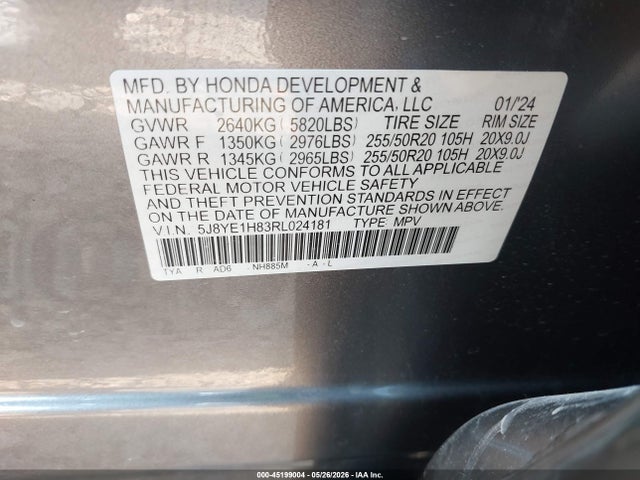 Aukcja sprzedaży 2024 Acura Mdx Advance Package, vin: 5J8YE1H83RL024181, numer aukcji: 45199004