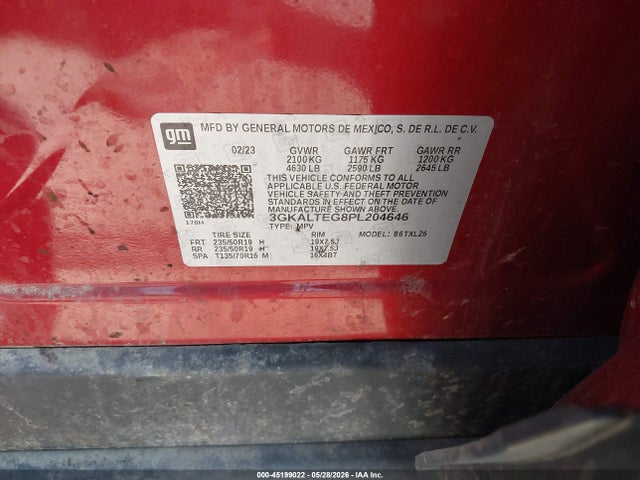 45199022 :رقم المزاد ، 3GKALTEG8PL204646 vin ، 2023 Gmc Terrain Awd Sle مزاد بيع