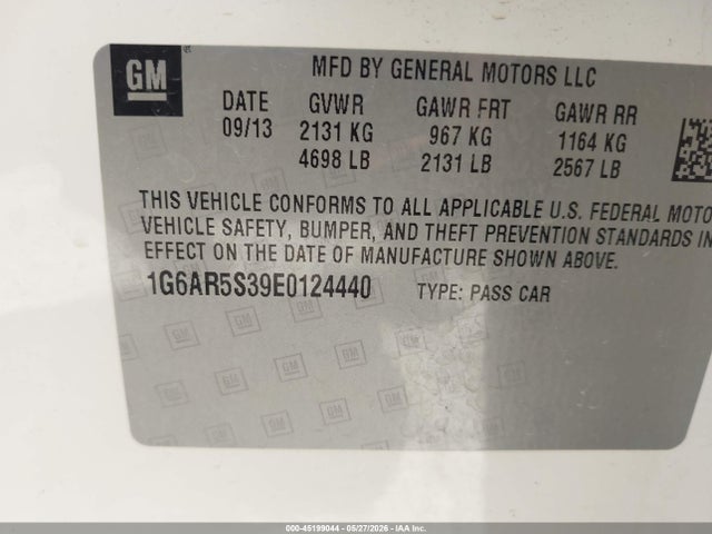 2014 Cadillac Cts Luxury მანქანა იყიდება აუქციონზე, vin: 1G6AR5S39E0124440, აუქციონის ნომერი: 45199044