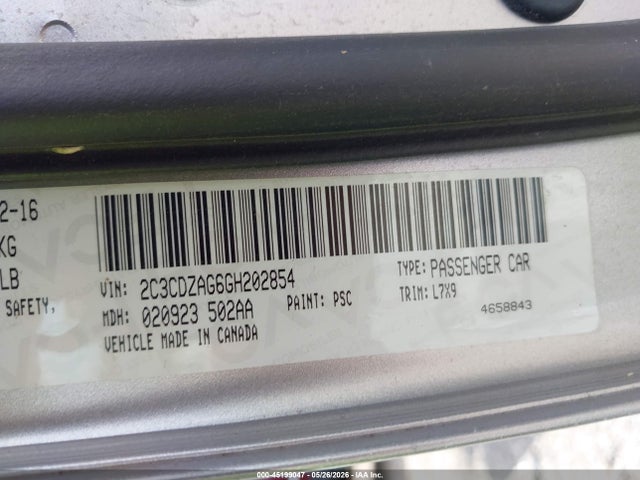 Продажа на аукционе авто 2016 Dodge Challenger Sxt, vin: 2C3CDZAG6GH202854, номер лота: 45199047