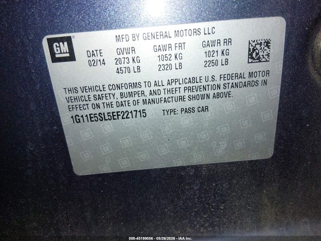 Chevrolet MALIBU 2LT 2014 1G11E5SL5EF221715 Image 9