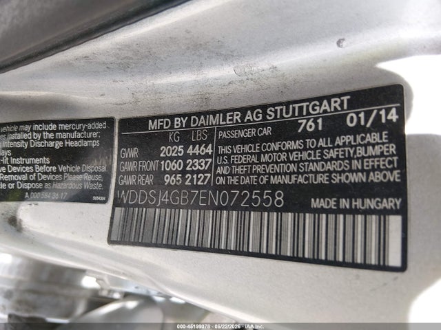 45199078 :رقم المزاد ، WDDSJ4GB7EN072558 vin ، 2014 Mercedes-benz Cla 250 4matic مزاد بيع