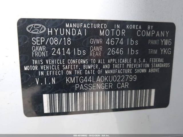 Aukcja sprzedaży 2019 Genesis G70 2.0t Advanced, vin: KMTG44LA0KU022799, numer aukcji: 45199082