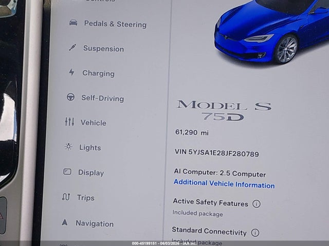 Tesla Model S 100d/75d/p100d 2018 5YJSA1E28JF280789 Image 7