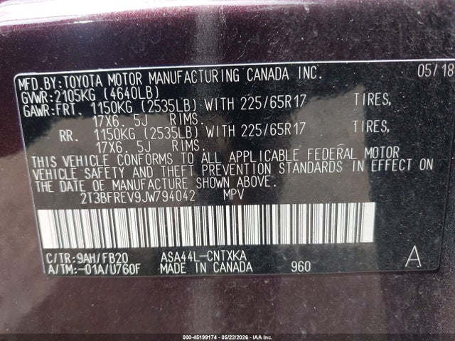 Toyota RAV4 LE 2018 2T3BFREV9JW794042 Image 9