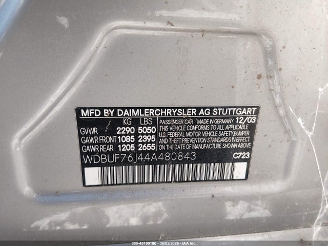 Aukcja sprzedaży 2004 Mercedes-benz E 55 Amg, vin: WDBUF76J44A480843, numer aukcji: 45199180