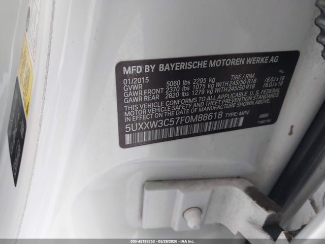 Aukcja sprzedaży 2015 Bmw X4 Xdrive28i, vin: 5UXXW3C57F0M88618, numer aukcji: 45199252