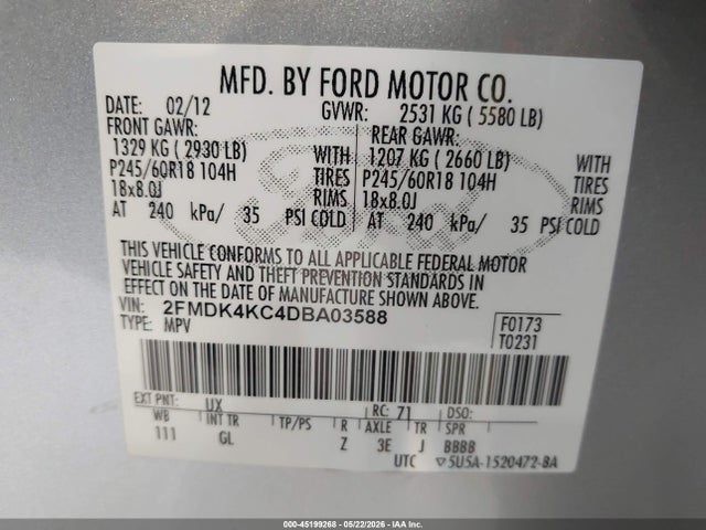 Aukcja sprzedaży 2013 Ford Edge Limited, vin: 2FMDK4KC4DBA03588, numer aukcji: 45199268