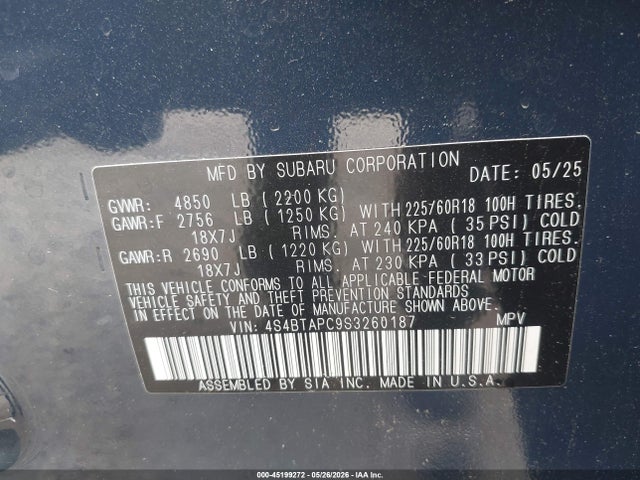 Subaru Outback Touring 2025 4S4BTAPC9S3260187 Image 9