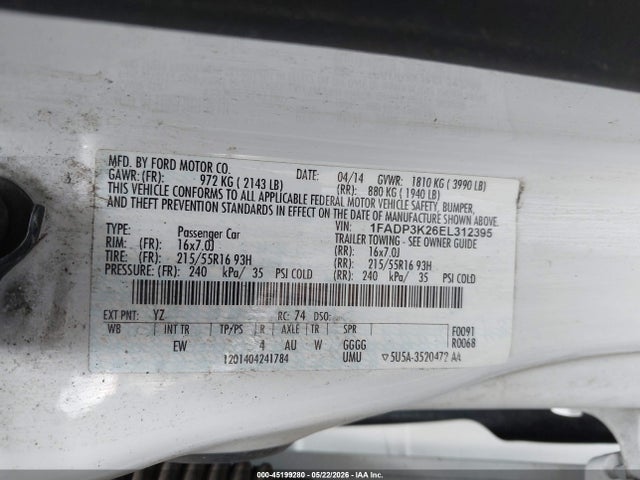 1FADP3K26EL312395 Ford FOCUS SE