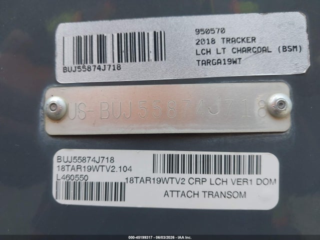 45199317 :رقم المزاد ، BUJ55874J718 vin ، 2018 Tracker Other مزاد بيع