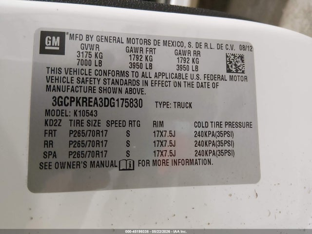 Aukcja sprzedaży 2013 Chevrolet Silverado 1500 Ls, vin: 3GCPKREA3DG175830, numer aukcji: 45199338