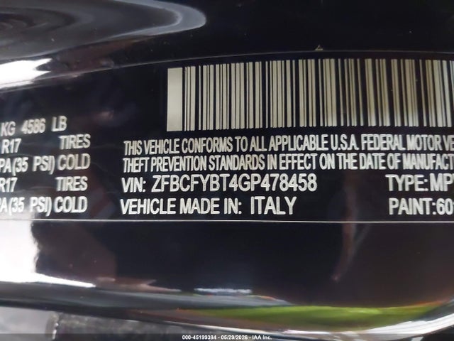 Aukcja sprzedaży 2016 Fiat 500x Easy, vin: ZFBCFYBT4GP478458, numer aukcji: 45199384