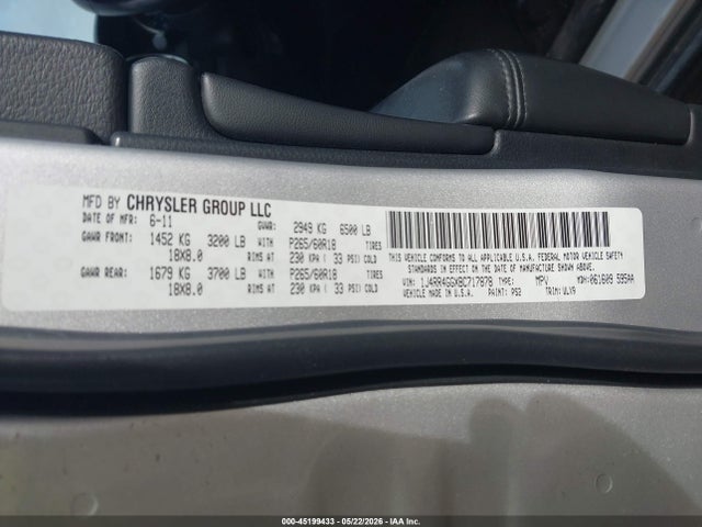 45199433 :رقم المزاد ، 1J4RR4GGXBC717878 vin ، 2011 Jeep Grand Cherokee Laredo مزاد بيع