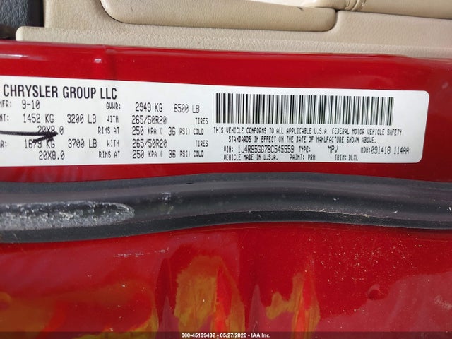 Продажа на аукционе авто 2011 Jeep Grand Cherokee Limited, vin: 1J4RS5GG7BC545559, номер лота: 45199492