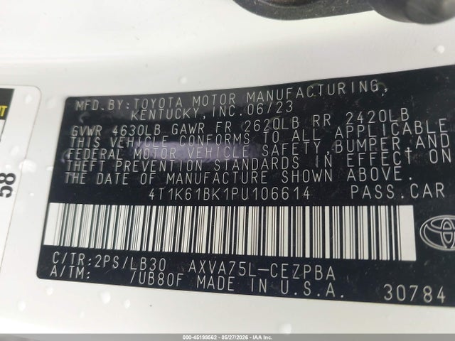 Aukcja sprzedaży 2023 Toyota Camry Xse Awd, vin: 4T1K61BK1PU106614, numer aukcji: 45199562