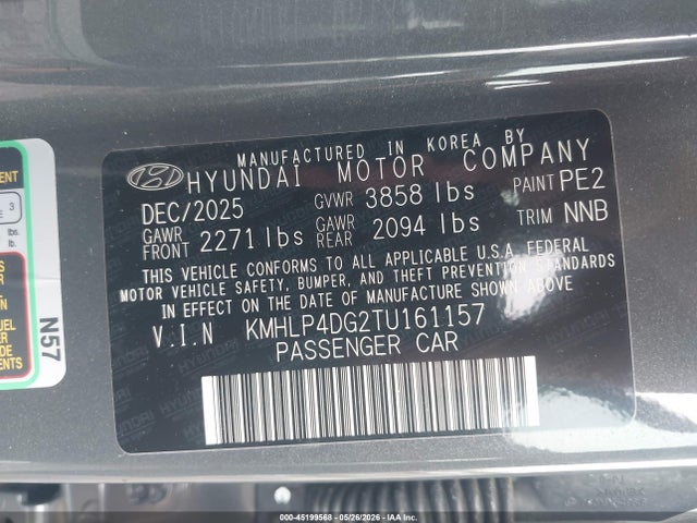 Продажа на аукционе авто 2026 Hyundai Elantra Limited, vin: KMHLP4DG2TU161157, номер лота: 45199568