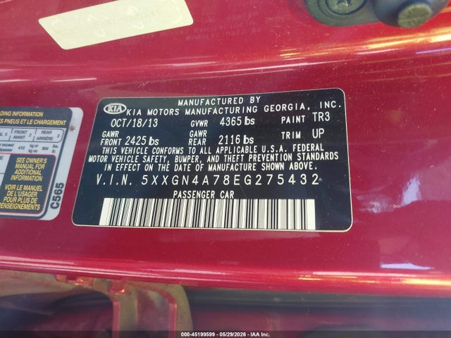 5XXGN4A78EG275432 KIA OPTIMA EX