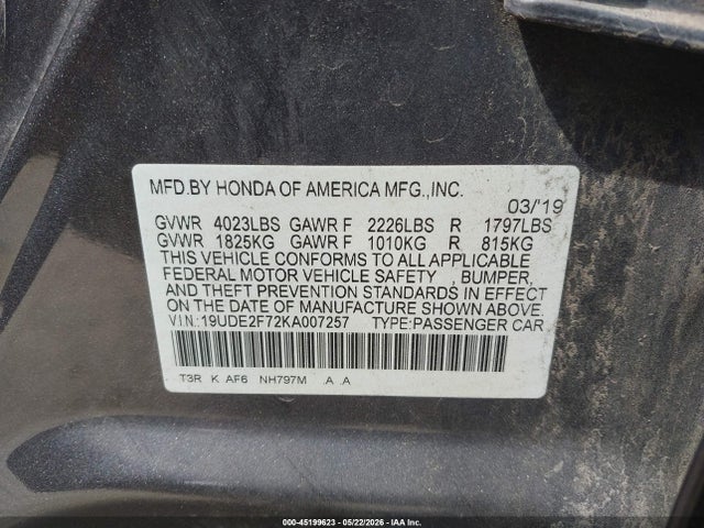 Продаж на аукціоні авто 2019 Acura Ilx Premium Package/w/technology Pkg, vin: 19UDE2F72KA007257, номер лоту: 45199623