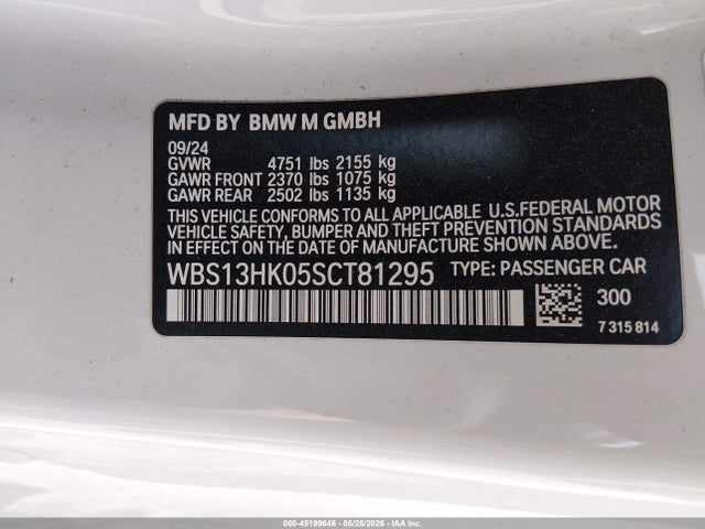 WBS13HK05SCT81295 BMW M4