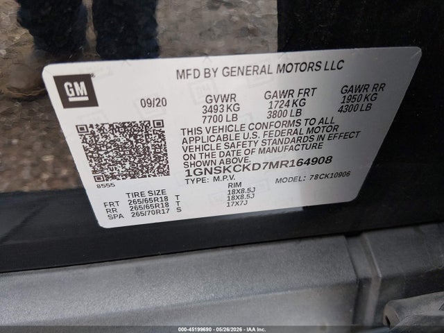 1GNSKCKD7MR164908 Chevrolet Suburban 4wd Lt