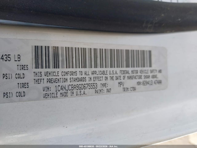 Продаж на аукціоні авто 2016 Jeep Compass Sport, vin: 1C4NJCBA9GD675553, номер лоту: 45199835