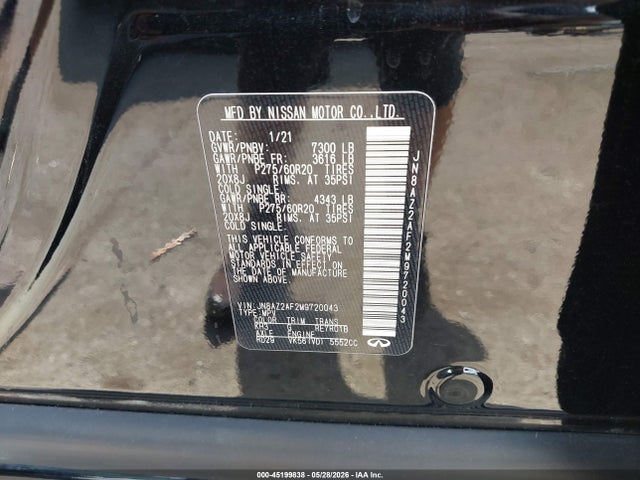 Продаж на аукціоні авто 2021 Infiniti Qx80 Luxe, vin: JN8AZ2AF2M9720043, номер лоту: 45199838
