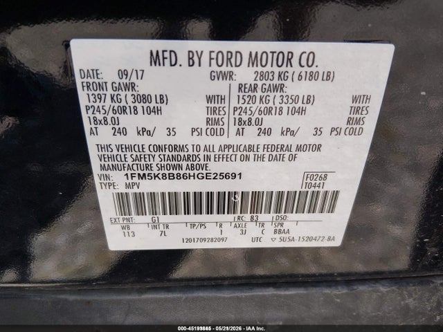 Продажа на аукционе авто 2017 Ford Explorer, vin: 1FM5K8B86HGE25691, номер лота: 45199845