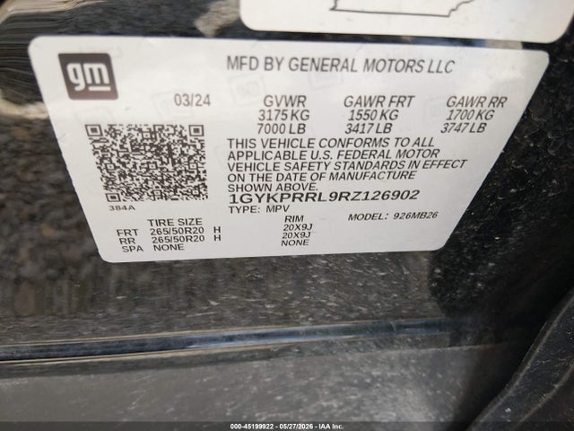 Aukcja sprzedaży 2024 Cadillac Lyriq Luxury W/1sd, vin: 1GYKPRRL9RZ126902, numer aukcji: 45199922