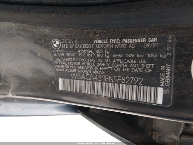 Продаж на аукціоні авто 1992 Bmw 325 I Automatic, vin: WBACB4318NFF82792, номер лоту: 45199952
