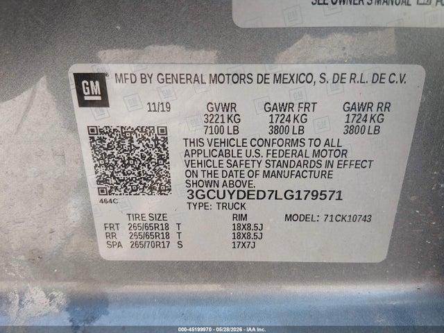 3GCUYDED7LG179571 Chevrolet Silverado 1500 4wd Standard Bed Lt