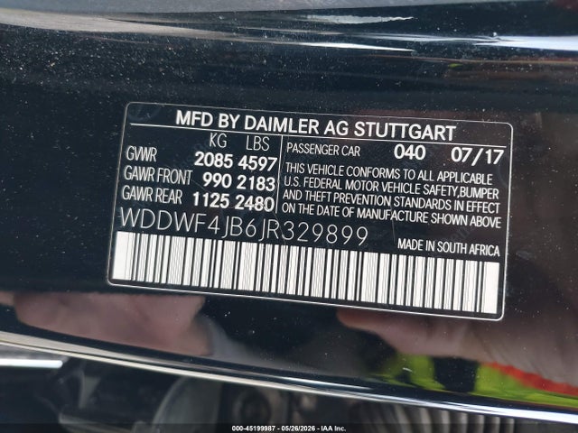 Aukcja sprzedaży 2018 Mercedes-benz C 300, vin: WDDWF4JB6JR329899, numer aukcji: 45199987