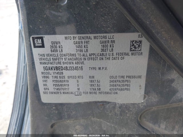 Aukcja sprzedaży 2011 Buick Enclave 1xl, vin: 5GAKVBED4BJ334516, numer aukcji: 45200083